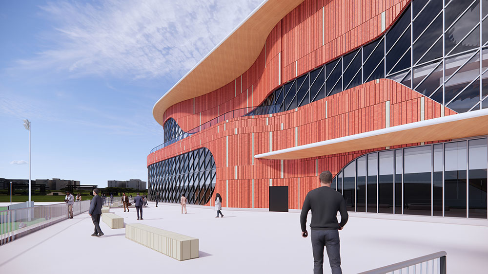 Rendering of the exterior design concept for the new Taylor Family Campus Centre