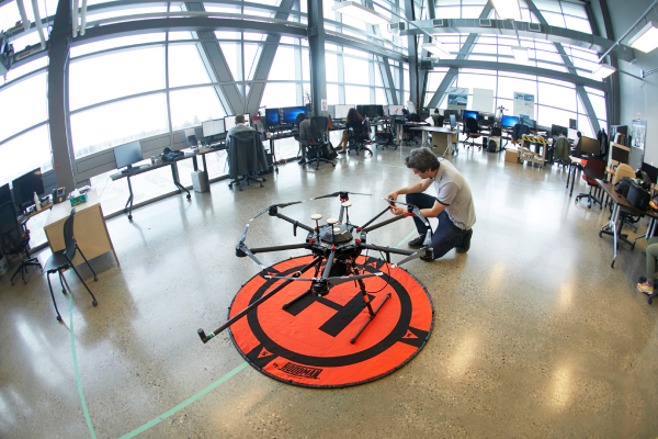 student training with a drone