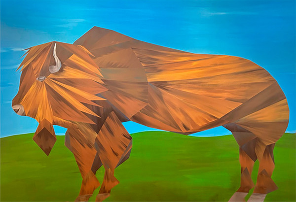 Indigenous artwork of a buffalo. 