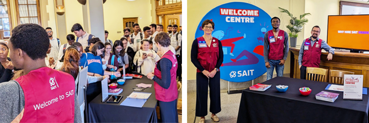 welcome centre staff and volunteers pictured with a welcome centre sign