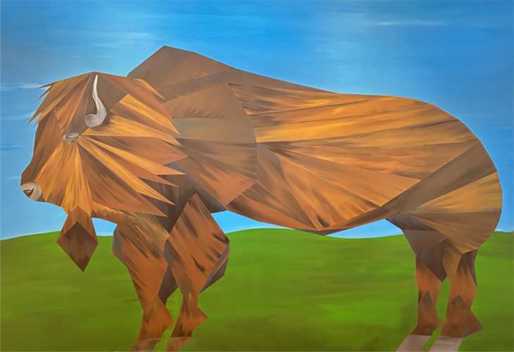 Indigenous artwork of a buffalo. 