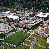 A birds eye view photograph of SAIT in 2016.
