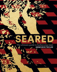 Book cover for seared with an illustration of a barbecue and flame on the front.
