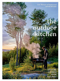 Book cover for the outdoor kitchen with a photo of someone cooking outdoors on the front.