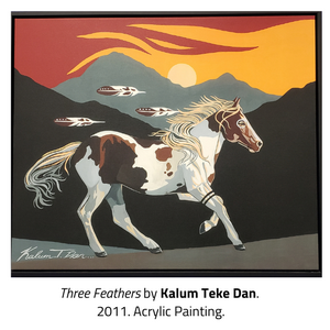 Photograph of the artwork "Three Feathers" by Indigenous artist Kalum Teke Dan.