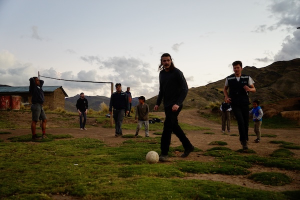 Students standing on mountain