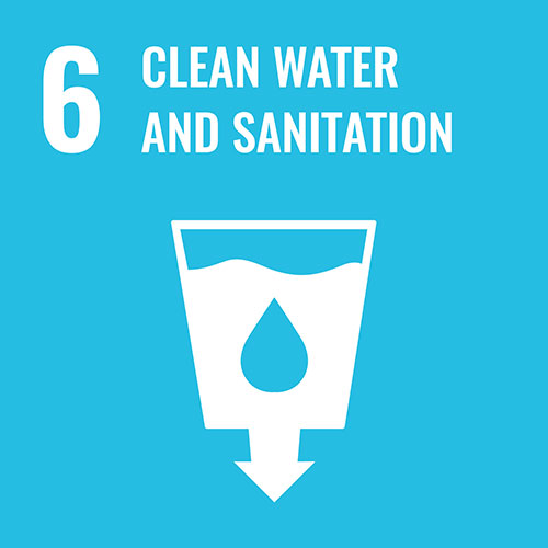 blue tile representing United Nations Sustainable Development Goal 6: clean water and sanitation 