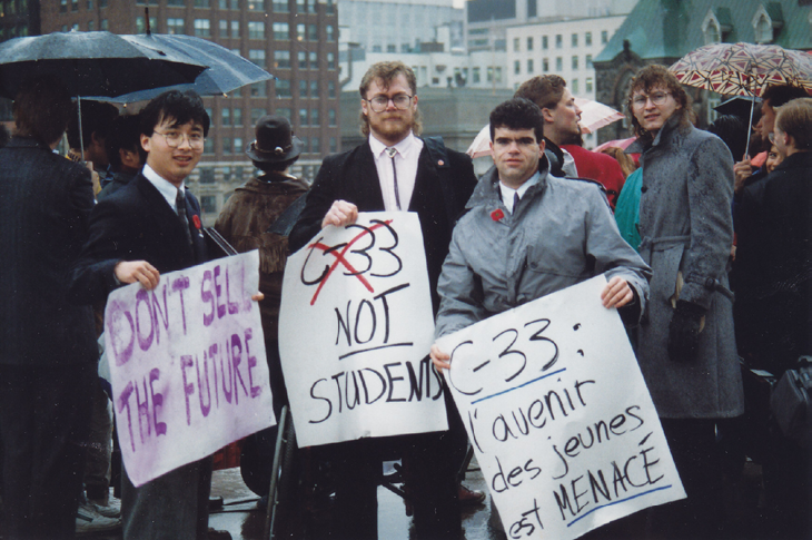 Students from Mount Royal College, University of Calgary and SAIT at a demonstration in Ottawa, 1990