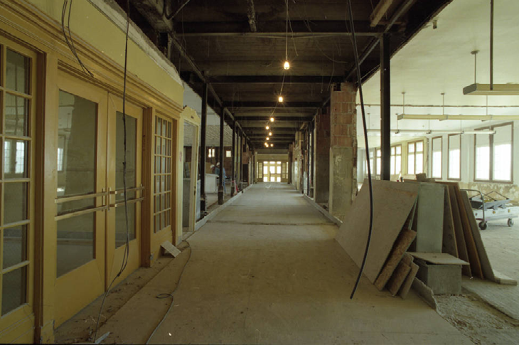 Interior hallway during restoration.