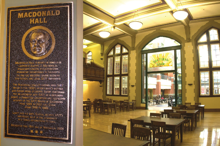 Macdonald Hall and the plaque