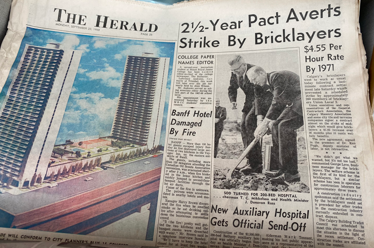 The Herald newspaper found within the package. Make note of the headline 2 1/2 year pact averts strike by bricklayers.