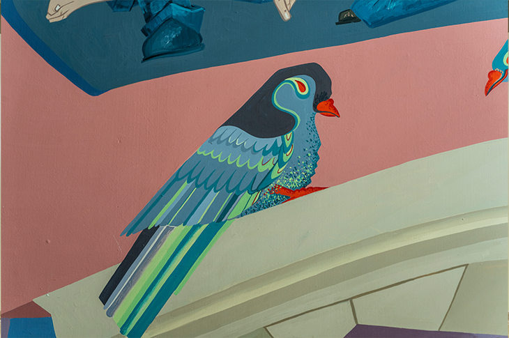 Close up of detail of bird on a mural.
