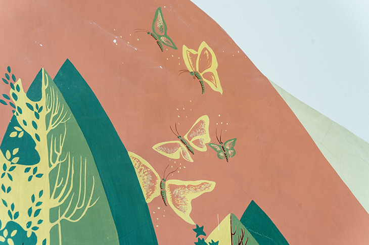 Close up of butterflies on mural.