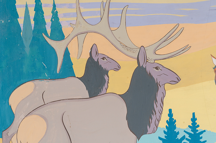 Close up of deer on mural.