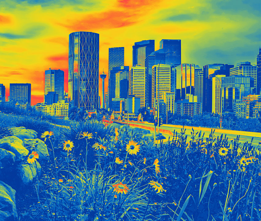 heat map image of Calgary city skyline