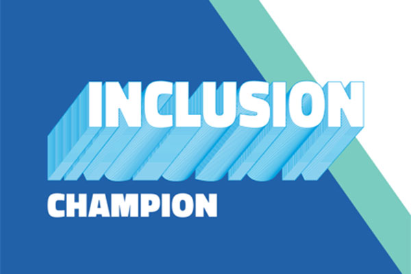 A graphic that reads Inclusion Champion