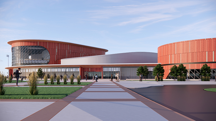 exterior rendering of the Taylor Family Campus Centre