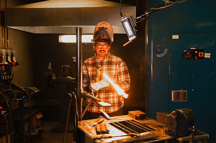 Getting fired up with Caleb Reed in SAIT's welding lab.